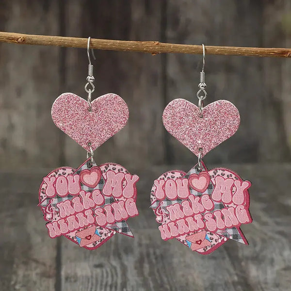 LOVCIA Heart Shape Wooden Earrings