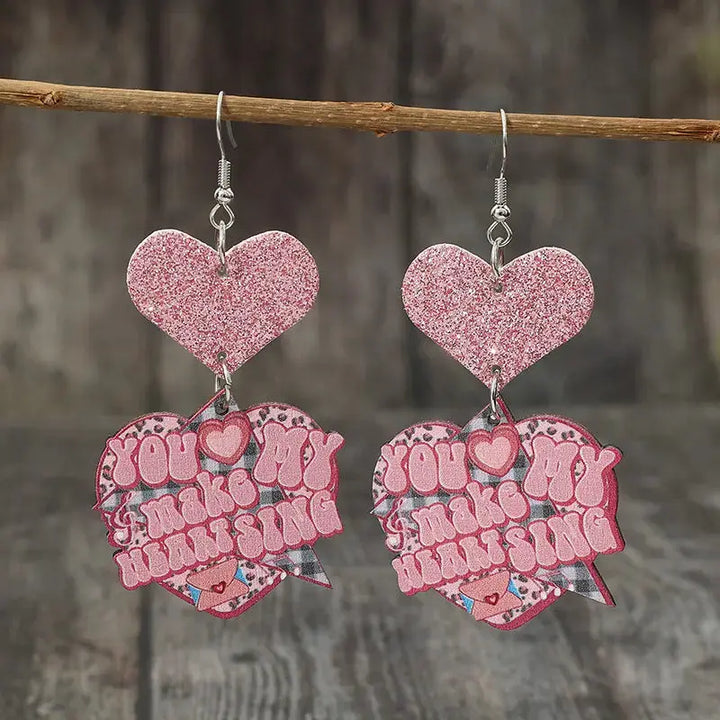 LOVCIA Heart Shape Wooden Earrings