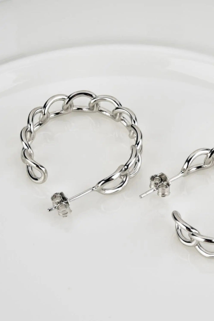 Chain C-Hoop 925 Sterling Silver Earrings LOVCIA