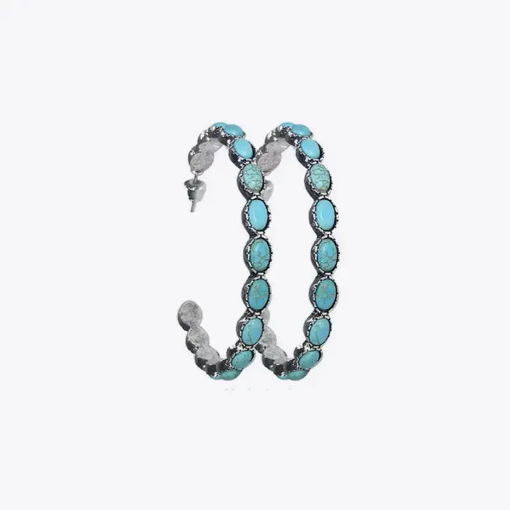 LOVCIA Artificial Turquoise C-Hoop Earrings