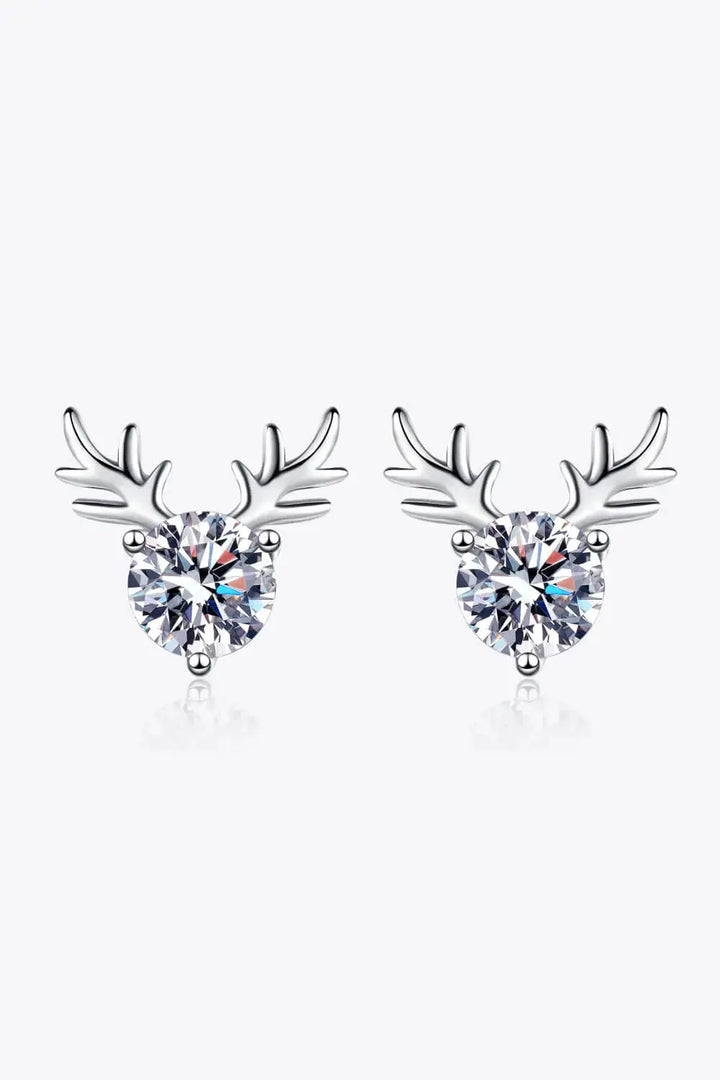 LOVCIA 925 Sterling Silver Reindeer-Shaped Moissanite Earrings