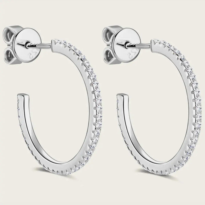 LOVCIA Inlaid Moissanite 925 Sterling Silver C-Hoop Earrings