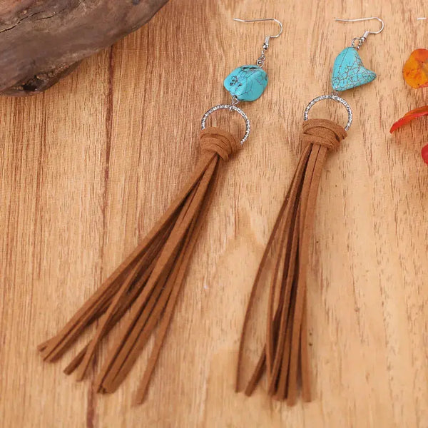 LOVCIA Turquoise Fringe Detail Earrings