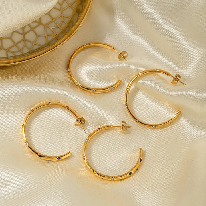 Zircon 18K Gold-Plated C-Hoop Earrings LOVCIA