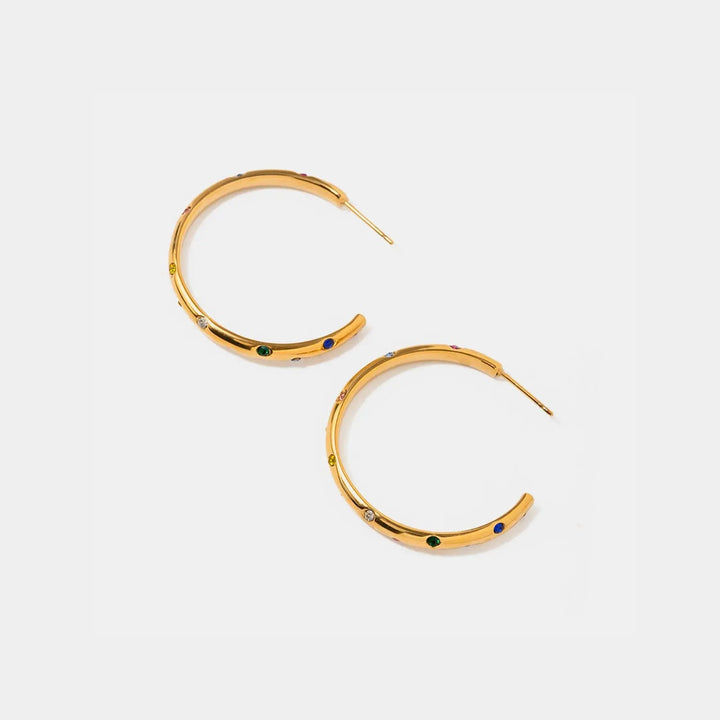 Zircon 18K Gold-Plated C-Hoop Earrings LOVCIA