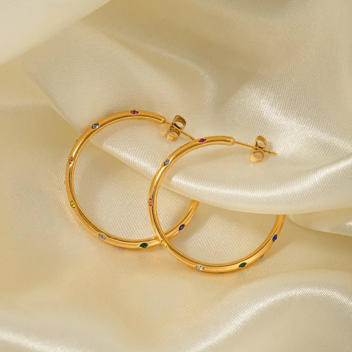 Zircon 18K Gold-Plated C-Hoop Earrings LOVCIA