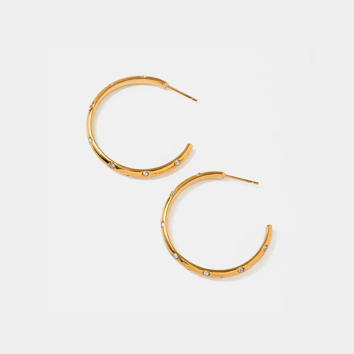 Zircon 18K Gold-Plated C-Hoop Earrings LOVCIA