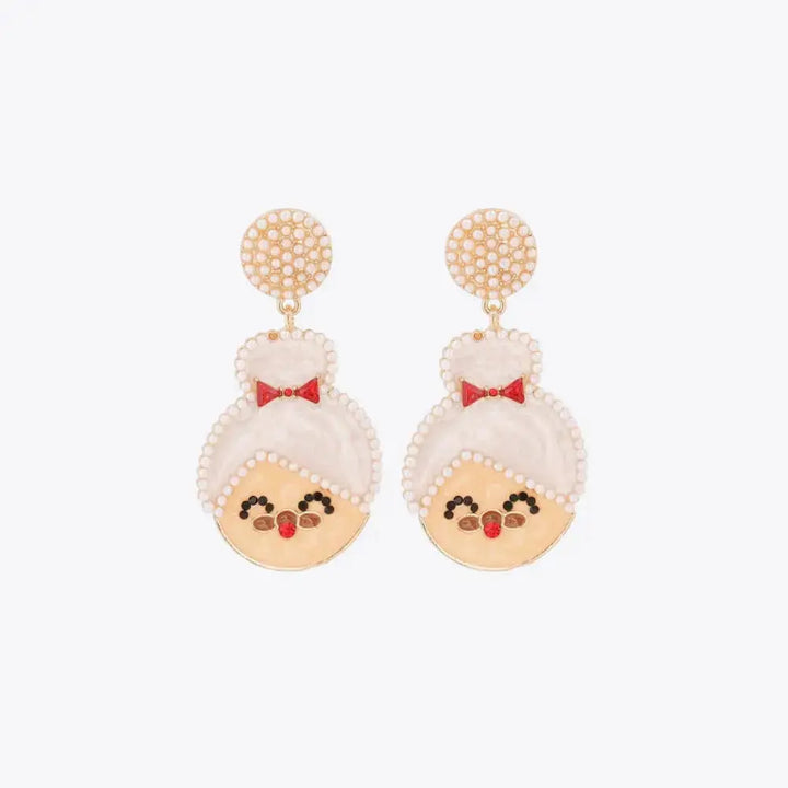 LOVCIA Rhinestone Alloy Mrs. Claus Earrings