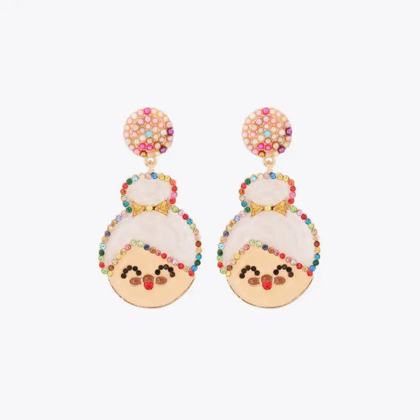 LOVCIA Rhinestone Alloy Mrs. Claus Earrings