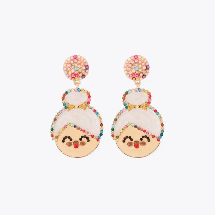 LOVCIA Rhinestone Alloy Mrs. Claus Earrings