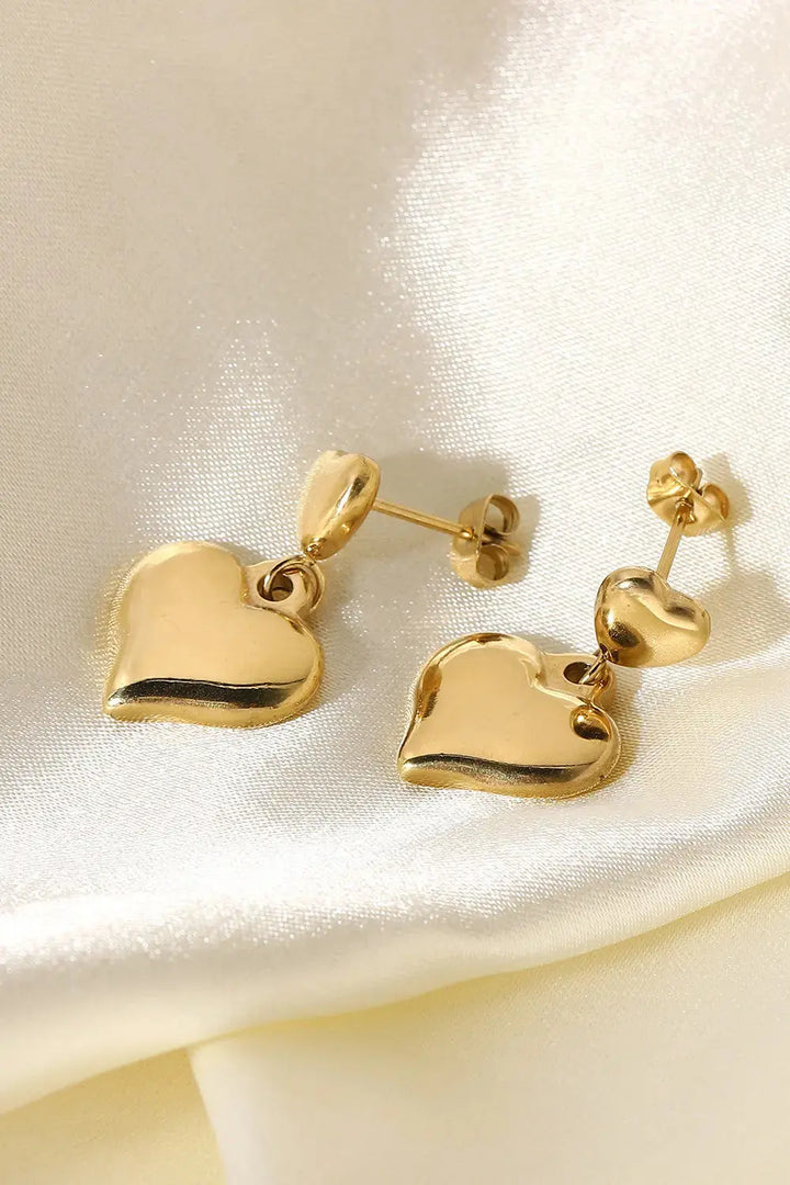 LOVCIA 14K Gold Plated Double Heart Stud Earrings