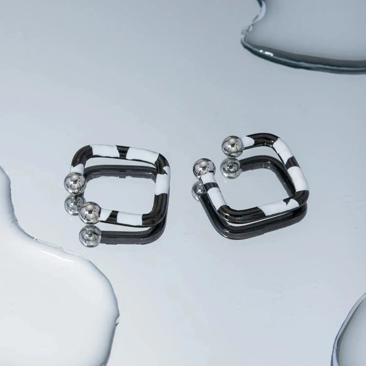 LOVCIA Stainless Steel Oil Drip Cuff Earrings