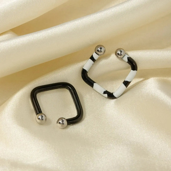 LOVCIA Stainless Steel Oil Drip Cuff Earrings