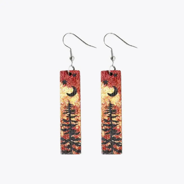 LOVCIA Square Shape Wooden Dangle Earrings