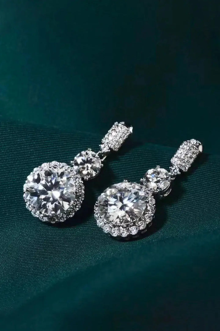 LOVCIA 12 Carat Moissanite Platinum-Plated Drop Earrings