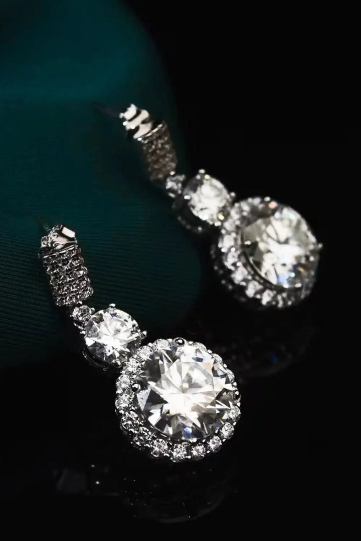 LOVCIA 12 Carat Moissanite Platinum-Plated Drop Earrings