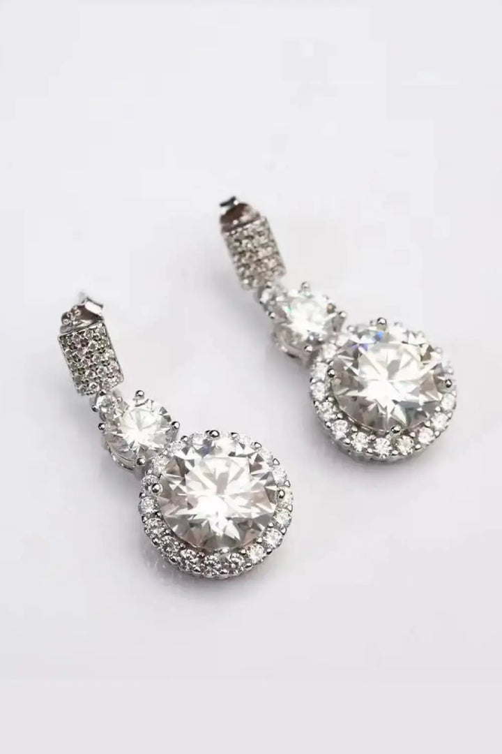 LOVCIA 12 Carat Moissanite Platinum-Plated Drop Earrings