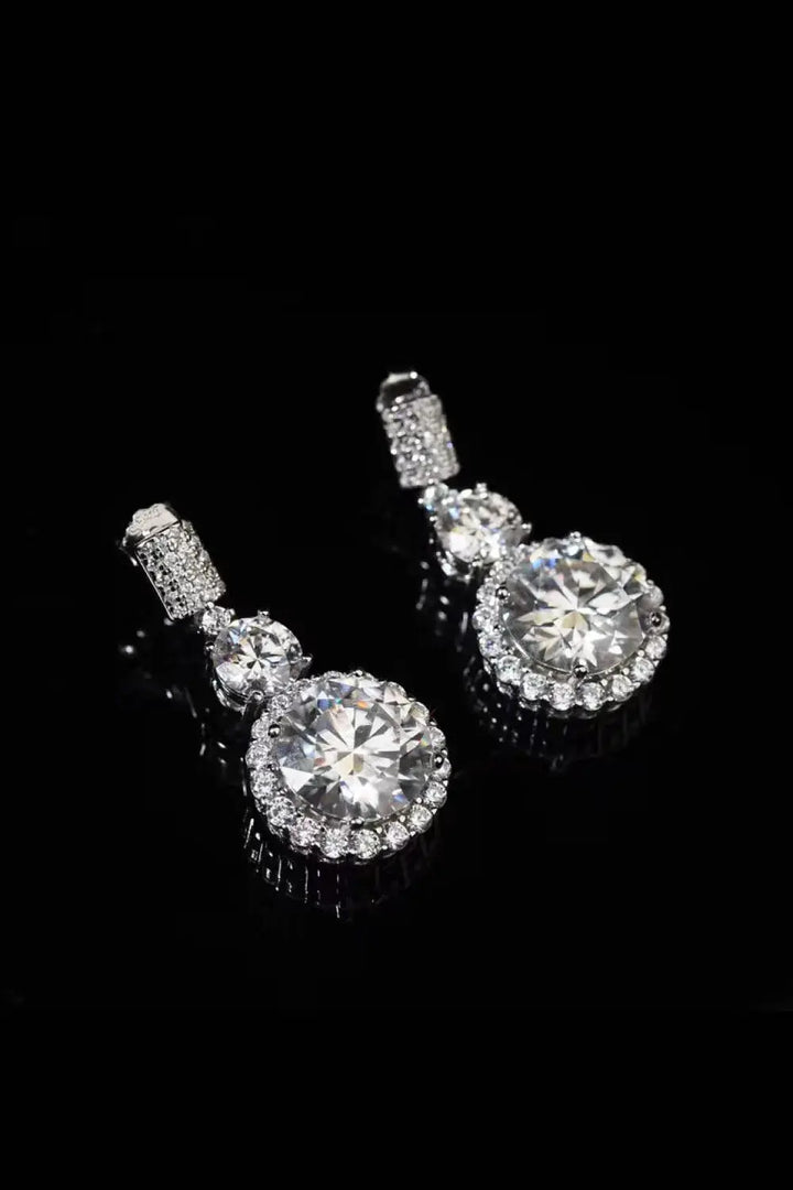 LOVCIA 12 Carat Moissanite Platinum-Plated Drop Earrings