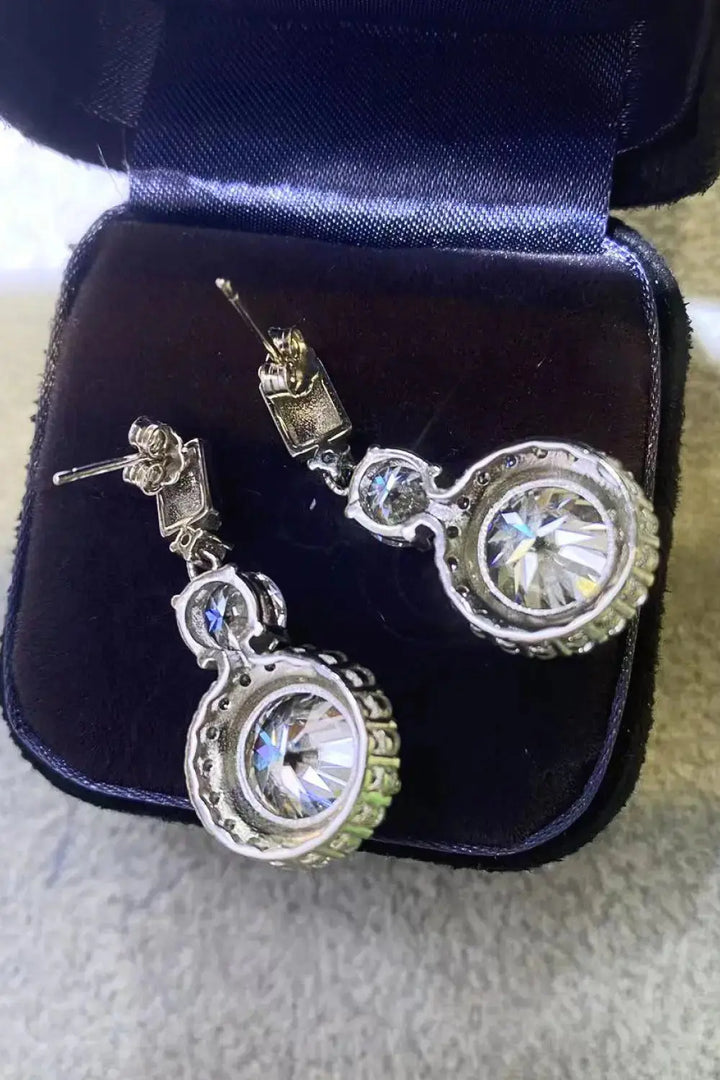 LOVCIA 12 Carat Moissanite Platinum-Plated Drop Earrings