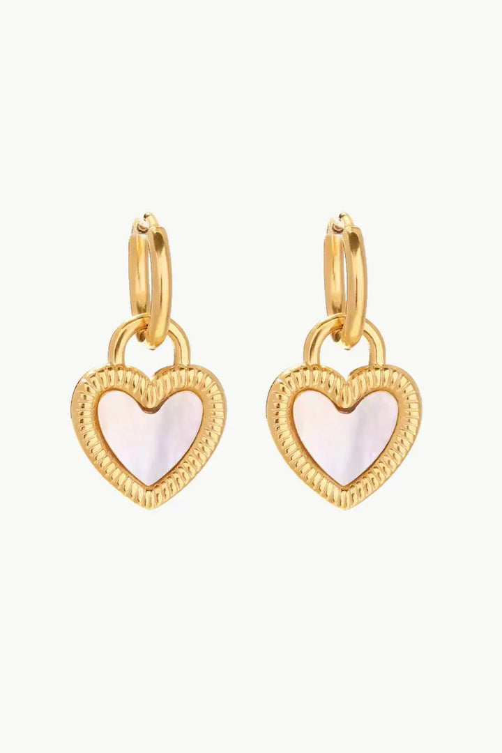 LOVCIA Inlaid Shell Heart Drop Earrings