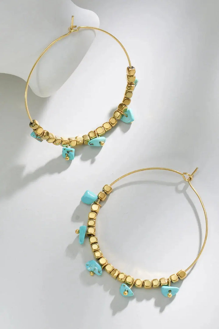 LOVCIA Turquoise Stainless Steel Hoop Earrings