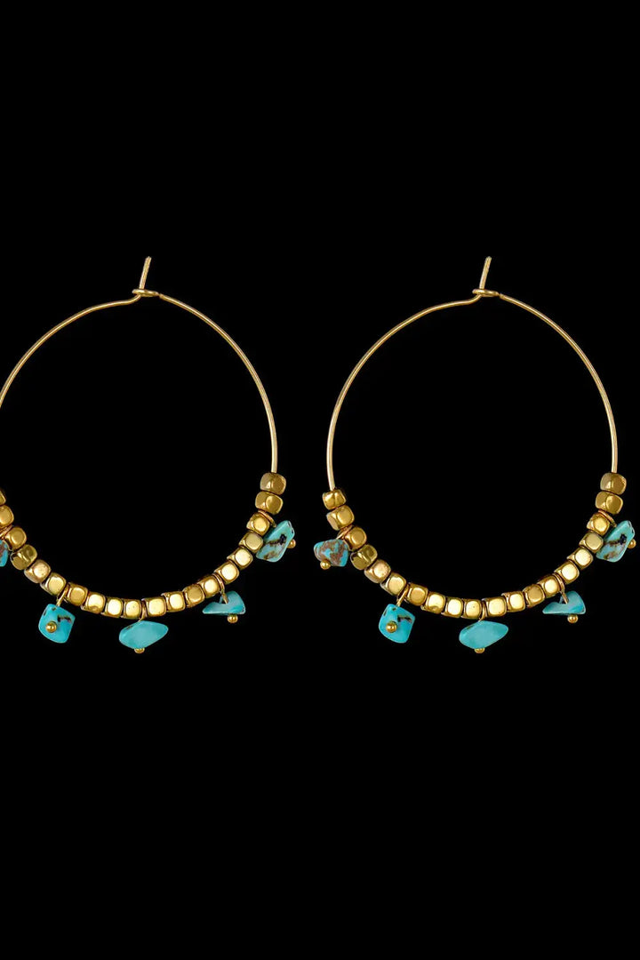 LOVCIA Turquoise Stainless Steel Hoop Earrings