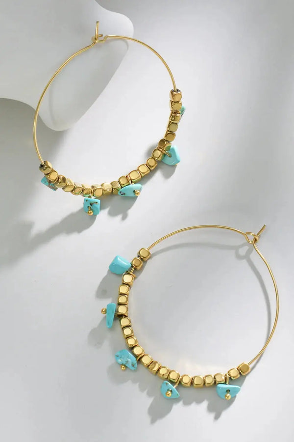 LOVCIA Turquoise Stainless Steel Hoop Earrings