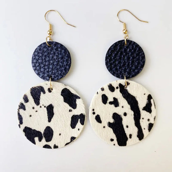 Genuine Cowhide Leather Dangle Earrings LOVCIA