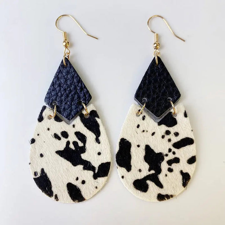 Genuine Cowhide Leather Dangle Earrings LOVCIA