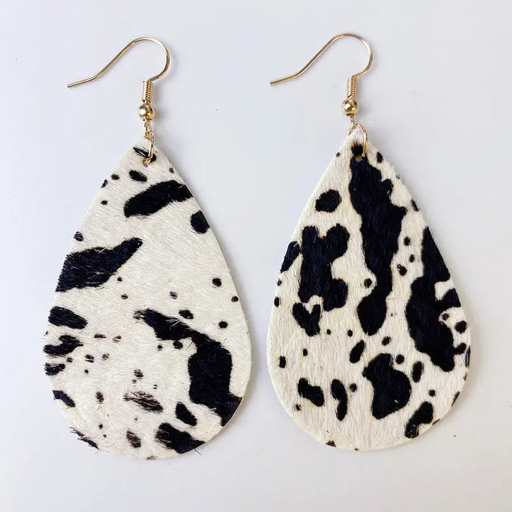 Genuine Cowhide Leather Dangle Earrings LOVCIA