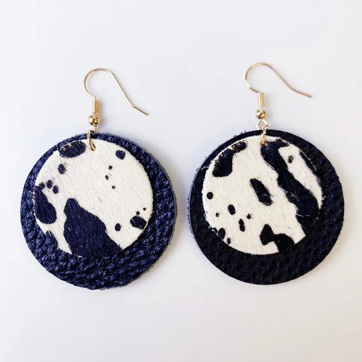 Genuine Cowhide Leather Dangle Earrings LOVCIA