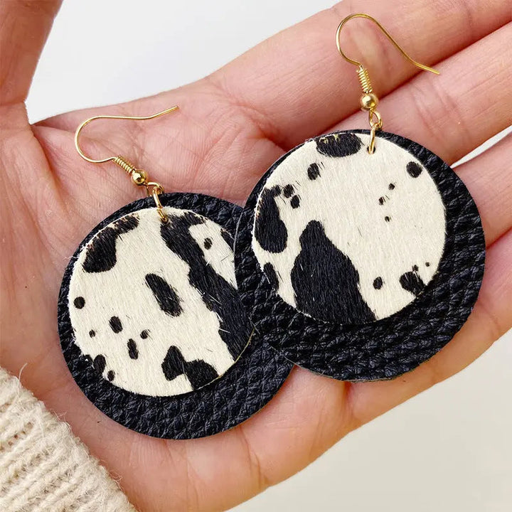 Genuine Cowhide Leather Dangle Earrings LOVCIA