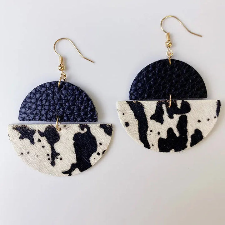 Genuine Cowhide Leather Dangle Earrings LOVCIA