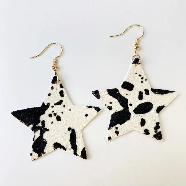 Genuine Cowhide Leather Dangle Earrings LOVCIA