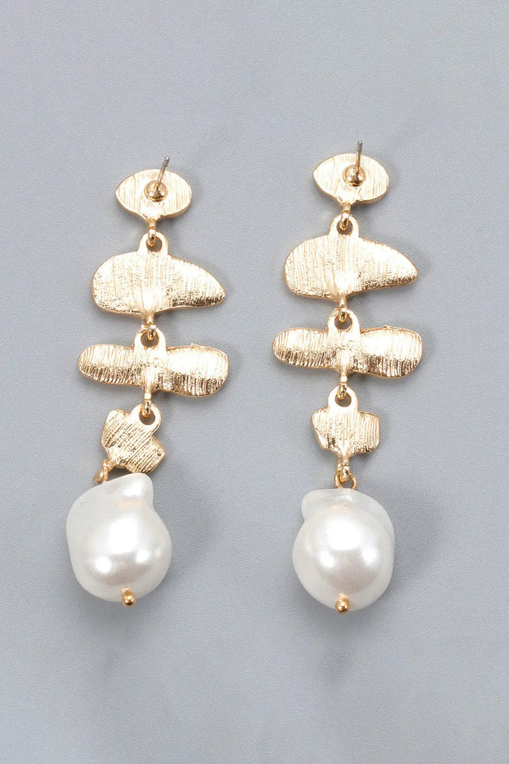 Abnormal Shape Zinc Alloy Synthetic Pearl Dangle Earrings LOVCIA