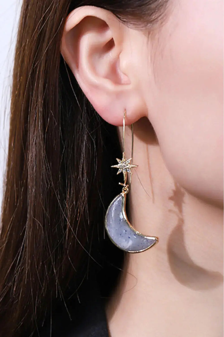 LOVCIA 5-Pair Wholesale Resin Moon Drop Earrings