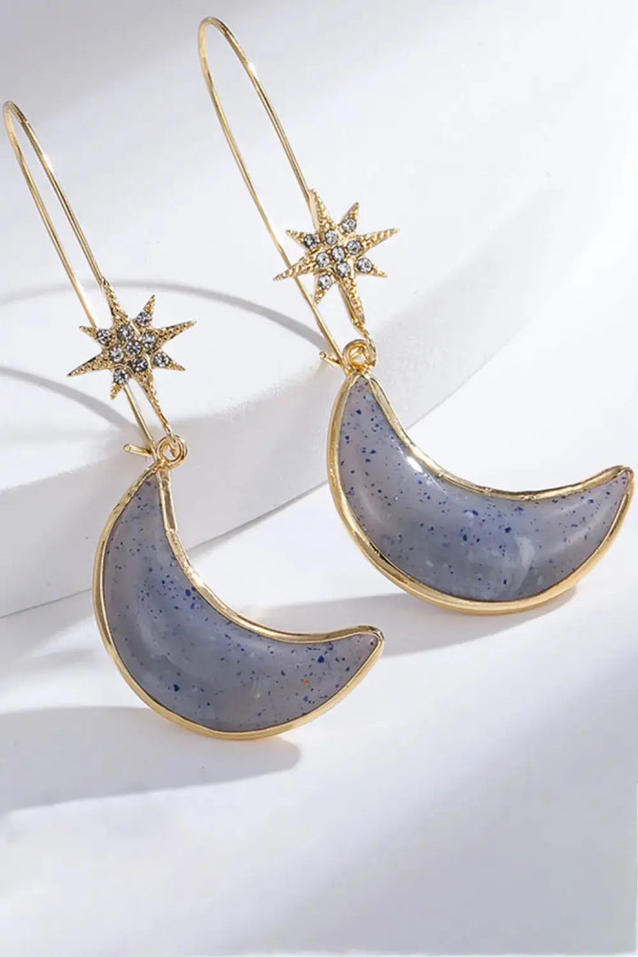 LOVCIA 5-Pair Wholesale Resin Moon Drop Earrings