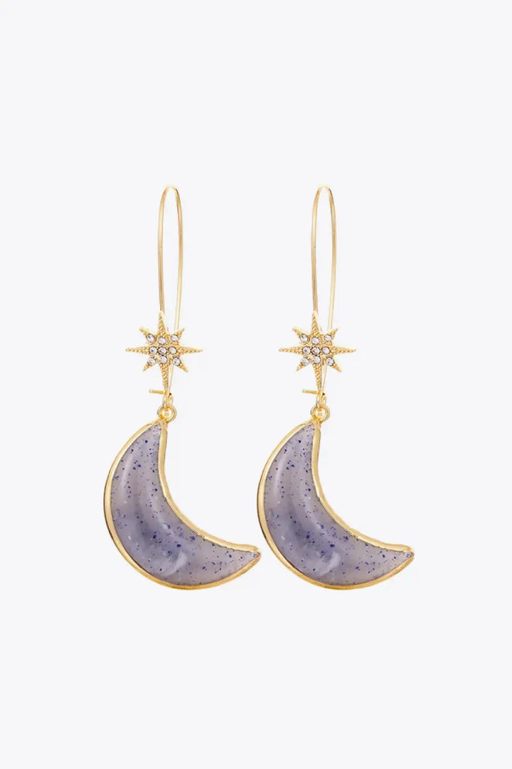 LOVCIA 5-Pair Wholesale Resin Moon Drop Earrings