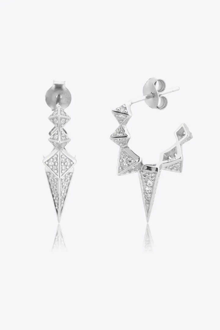 Geometric Zircon Decor 925 Sterling Silver Earrings LOVCIA