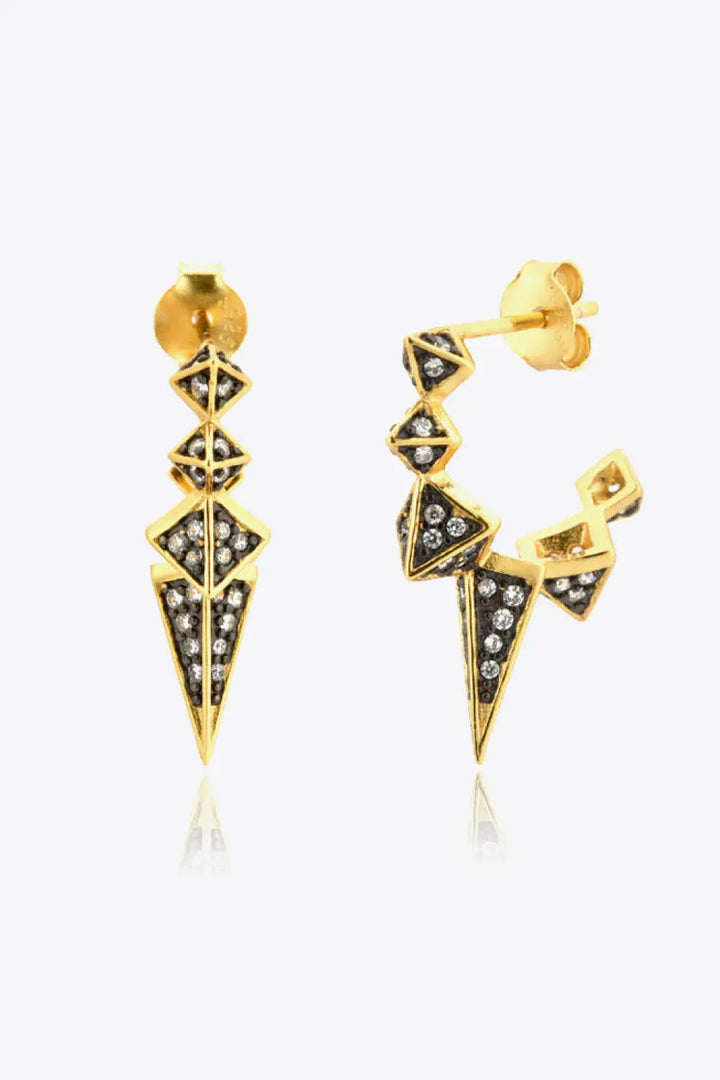 Geometric Zircon Decor 925 Sterling Silver Earrings LOVCIA