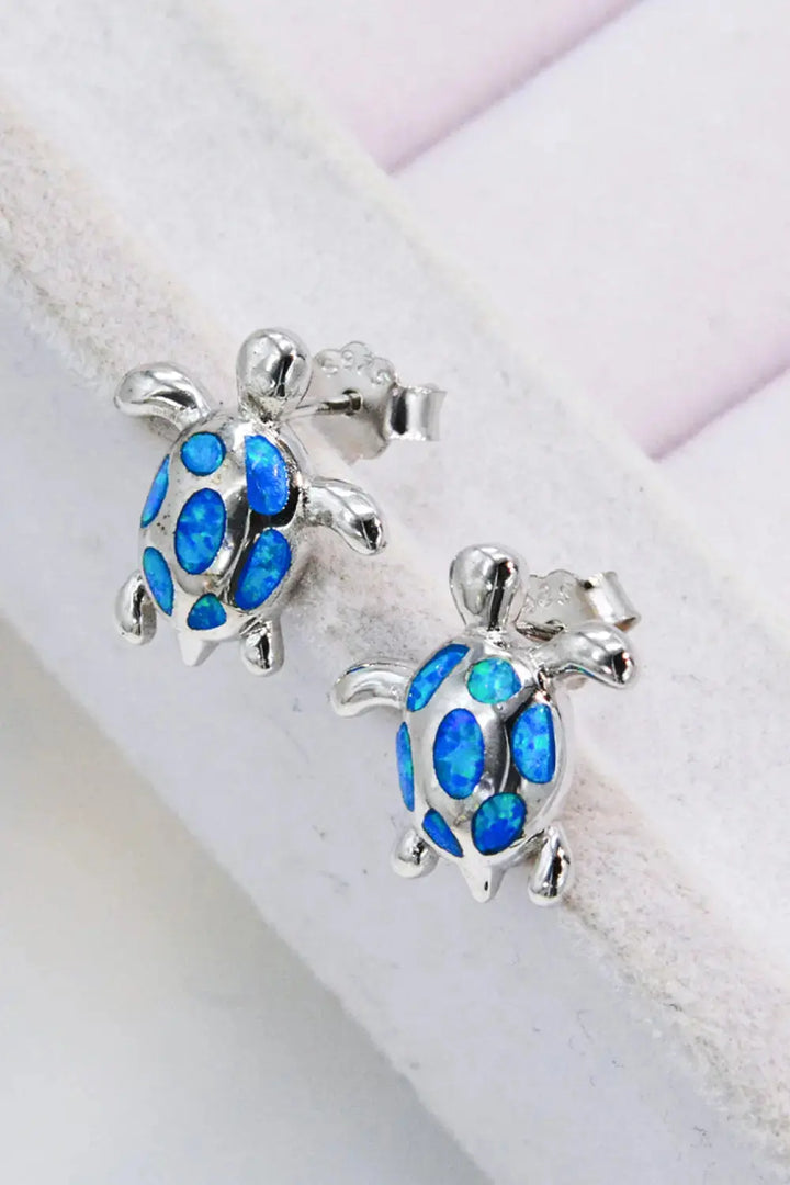 LOVCIA Opal Turtle Platinum-Plated Stud Earrings