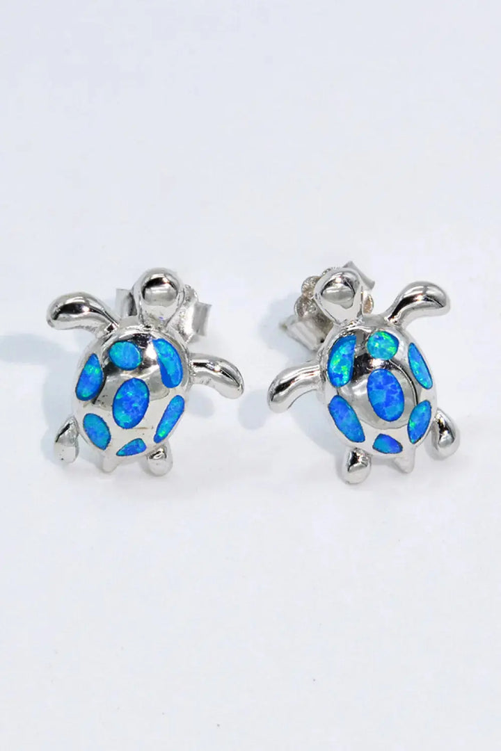 LOVCIA Opal Turtle Platinum-Plated Stud Earrings