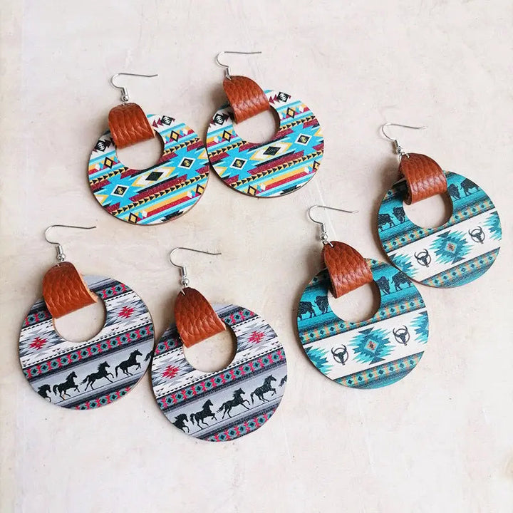 Round Shape Wooden Dangle Earrings LOVCIA