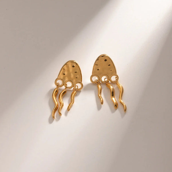 18K Gold-Plated Stainless Steel Jellyfish Earrings LOVCIA