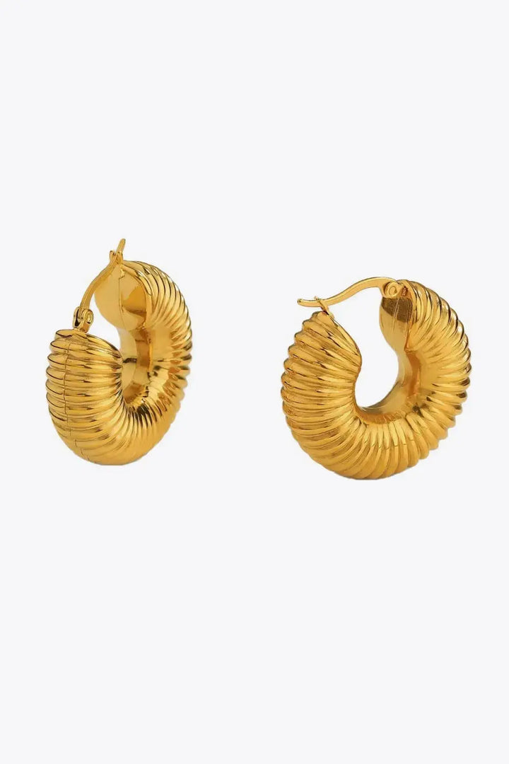 LOVCIA 18K Gold-Plated Copper Ribbed Hoop Earrings