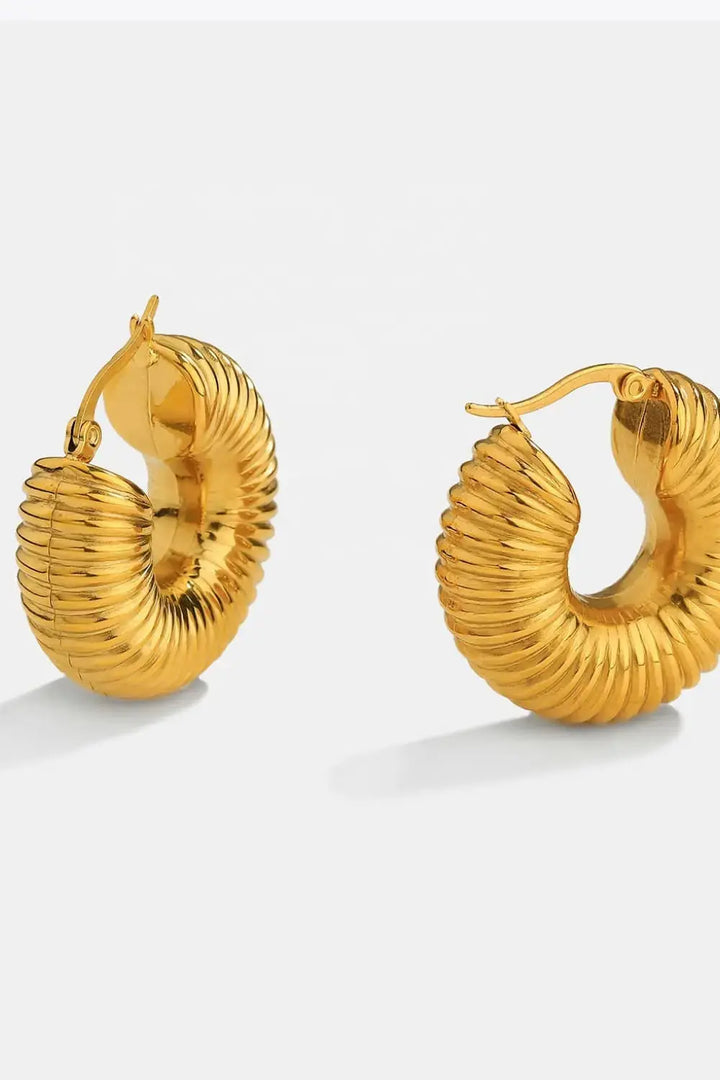 LOVCIA 18K Gold-Plated Copper Ribbed Hoop Earrings