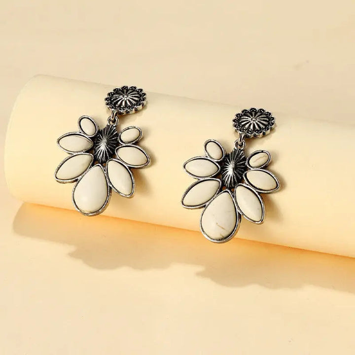 Artificial Turquoise Flower Earrings LOVCIA