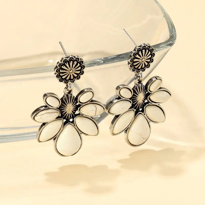 Artificial Turquoise Flower Earrings LOVCIA