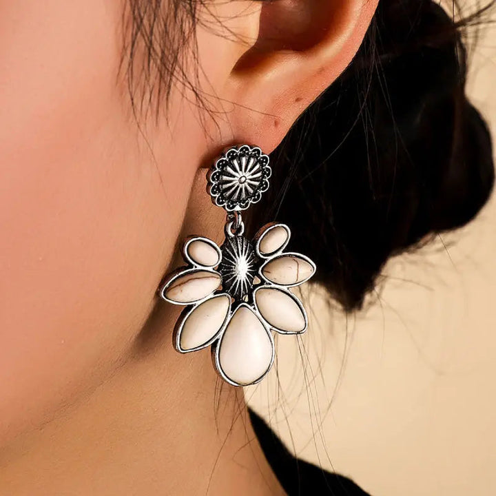 Artificial Turquoise Flower Earrings LOVCIA