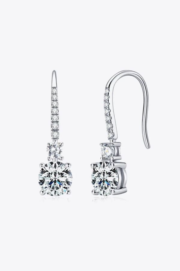 LOVCIA 2 Carat Moissanite 925 Sterling Silver Drop Earrings